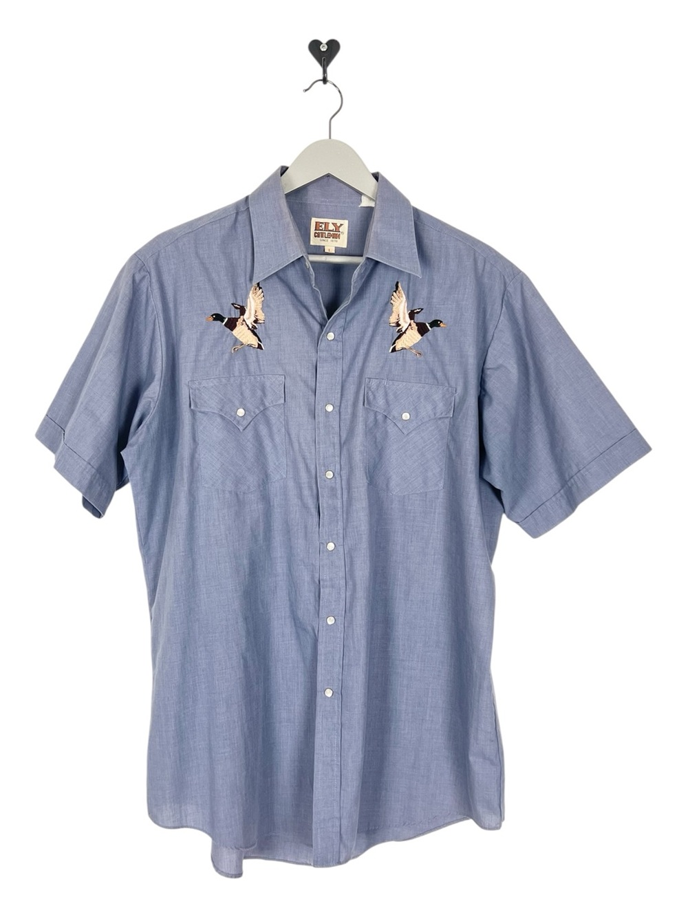 Ely Cattleman Western Shirt Mens Large Long Sleeve Pearl Snap Cowboy Ducks